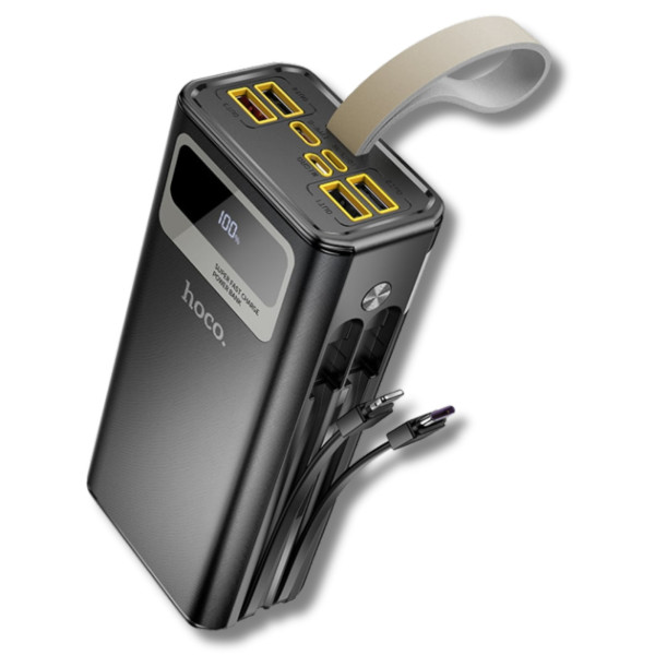 Фото - Батарея мобільна HOCO DB58 Plentiful 22.5W + вбудовані кабелі + LED 30000 mAh Black (715030)