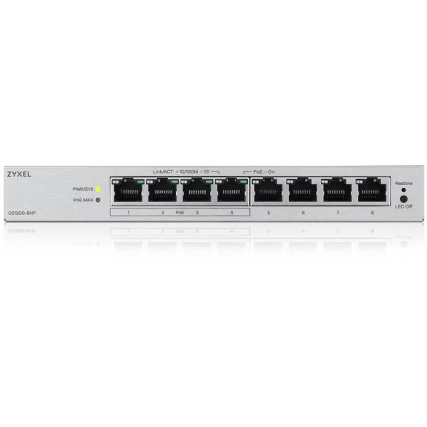 Фото - Коммутатор локальной сети (Switch) Zyxel GS1200-8HP v3 (GS1200-8HPV3-EU0101F)