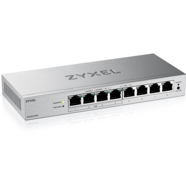 Фото - Коммутатор локальной сети (Switch) Zyxel GS1200-8HP v3 (GS1200-8HPV3-EU0101F)