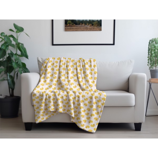 Фото - Плед полуторний Biltex Flannel пісочний Sunny Duck 150х200 (4820298414039)