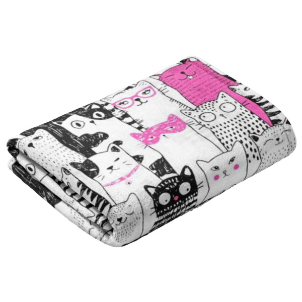 Фото - Плед полуторний Biltex Flannel білий Meow Mix 150х200 (4820298413933)