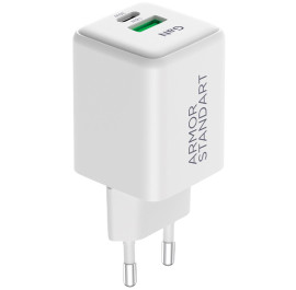 Мережевий зарядний пристрій Armorstandart AR371 30W GaN Type-C + USB White (ARM77549)
