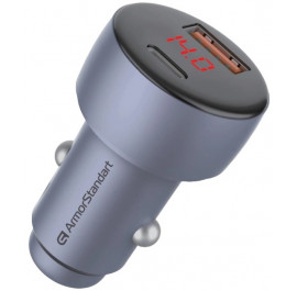 Автомобільний зарядний пристрій Armorstandart АAR-C43 Type-C PD30W + USBQC 3.0 Grey (ARM73949)