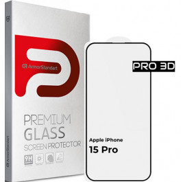 Захисне скло для смартфону Armorstandart Pro 3D for Apple iPhone 15 Pro Black (ARM68219)