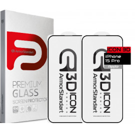Захисне скло для смартфону Armorstandart Icon 3D for iPhone 15 Pro Black 2 шт. (ARM74270)
