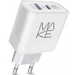 Мережевий зарядний пристрій MAKE 30W GaN PD+QC White (MCW-327PWH)
