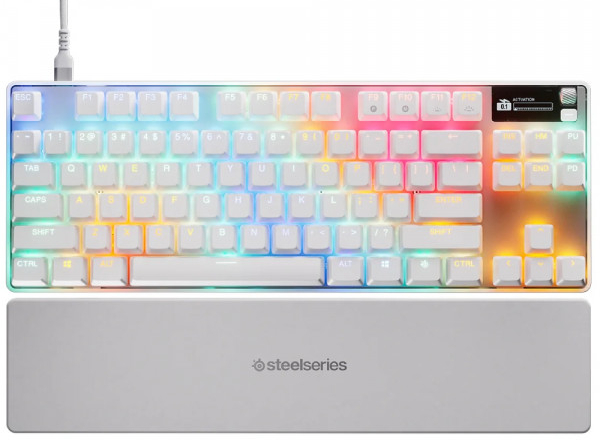 Клавиатура проводная игровая SteelSeries Apex Pro TKL Gen 3 UA HyperMagnetic OmniPoint 3.0 OLED White (64898) - Фото 1