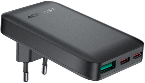 Сетевое зарядное устройство AceFast 3xUSB 65W (2xUSB-C+USB-A) Gan A100 Fast Charger Ultra thin black (6974316283492) - Фото 1