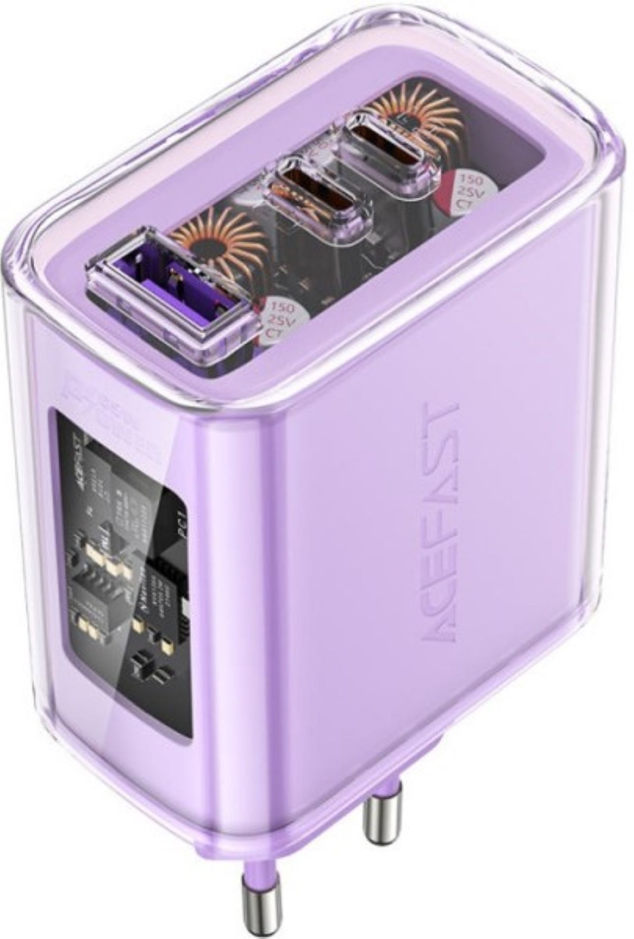 Сетевое зарядное устройство AceFast 3xUSB 65W (2xUSB-C+USB-A) Gan A45 Fast Charger Purple alfalfa (6974316282075) - Фото 1