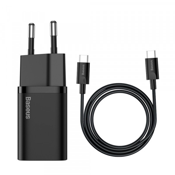 Сетевое зарядное устройство Baseus 1xUSB 25W USB-C+Cable Type-C (TZCCSUP-L01) - Фото 1