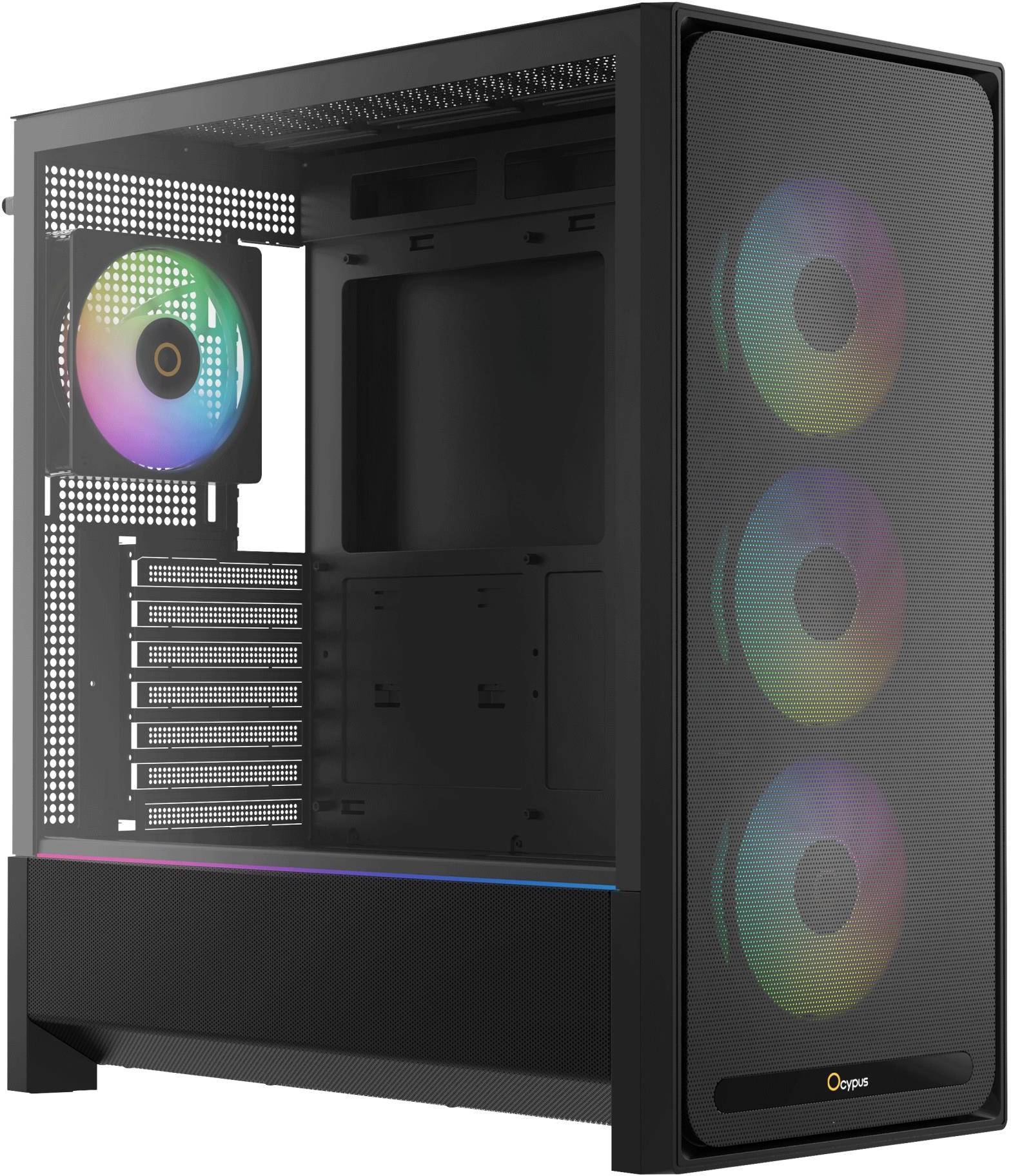 Корпус OCYPUS ATX W/O PSU DELTA C70 BK ARGB (DELTA-C70-BKG400XX-GL) - Фото 1