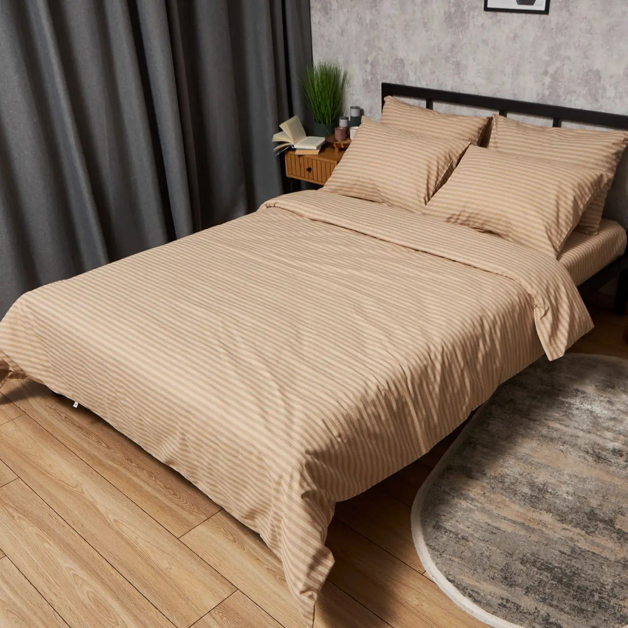 Комплект постільної білизни Moon&Star Бязь Gold Люкс Sand Lines King Size 220x240 нав. 4х70х70 (MS-820009734) - Фото 1
