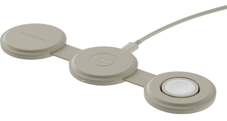 Беспроводное зарядное устройство Satechi OntheGo 3 в 1 Wireless Charger Sand (ST-QTG31W) - Фото 1