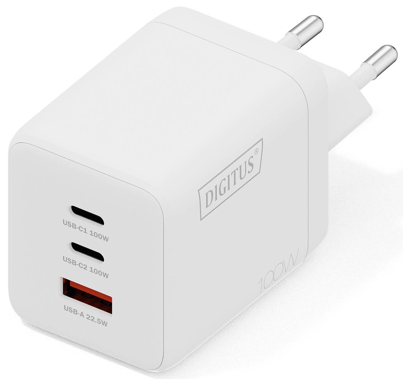 Мережевий зарядний пристрій Digitus GaN 2хUSB-C 1хUSB-A 100W (DA-10304) - Фото 1