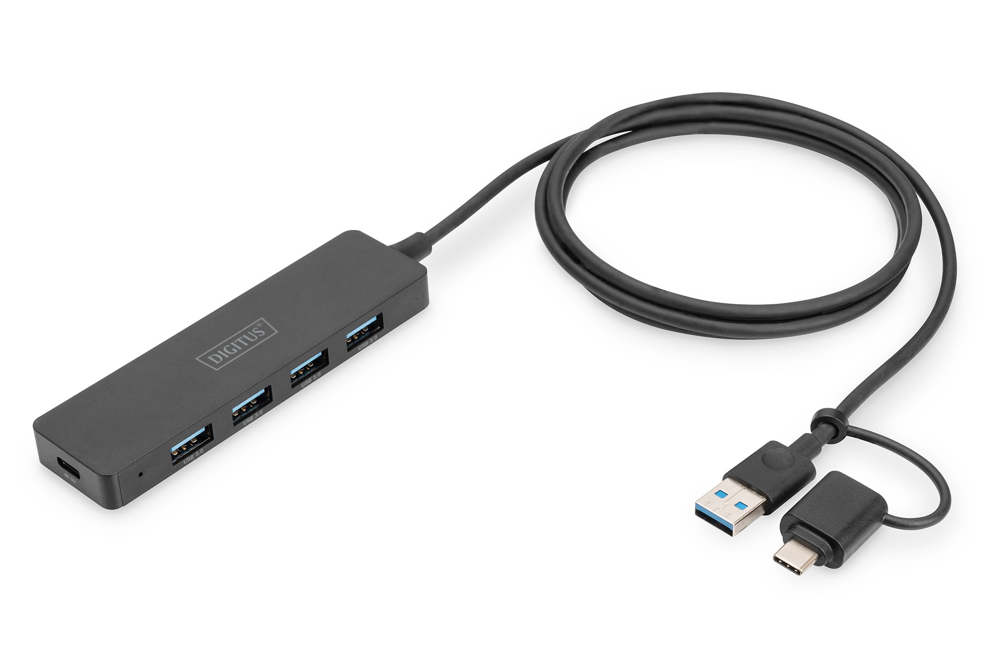 Хаб USB Digitus USB-A/C - 4хUSB-А, 1,2 м (DA-70236) - Фото 1
