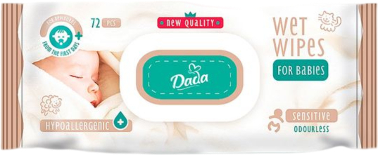 Купити Серветки вологі для дітей Dada SENSITIVE без запаху з клапаном, 72 шт. (4820174980399) - Фото 1 Серветки вологі для дітей Dada SENSITIVE без запаху з клапаном, 72 шт. (4820174980399) - Фото 1