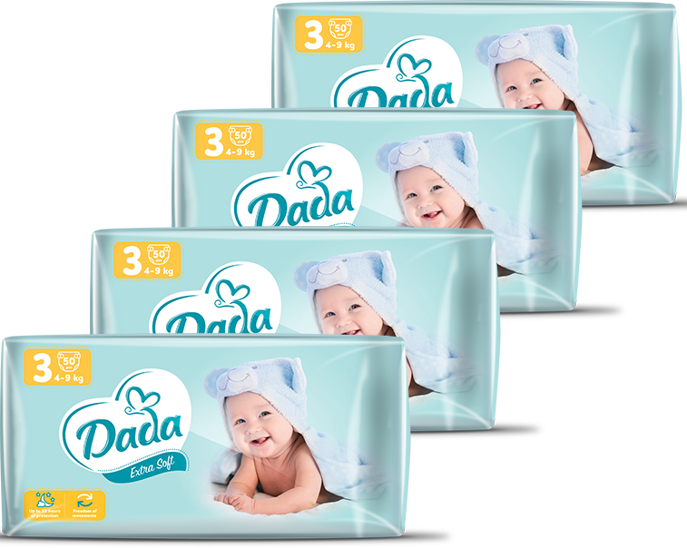 Одноразові підгузки Dada Extra Soft Розмір 3 (4-9 кг.), 200 шт. (50*4 шт.) (4820174989545)