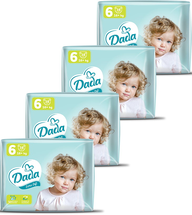 Одноразові підгузки Dada Extra Soft Розмір 6 (16+ кг.), 152 шт. (38*4 шт.) (4820174989576)