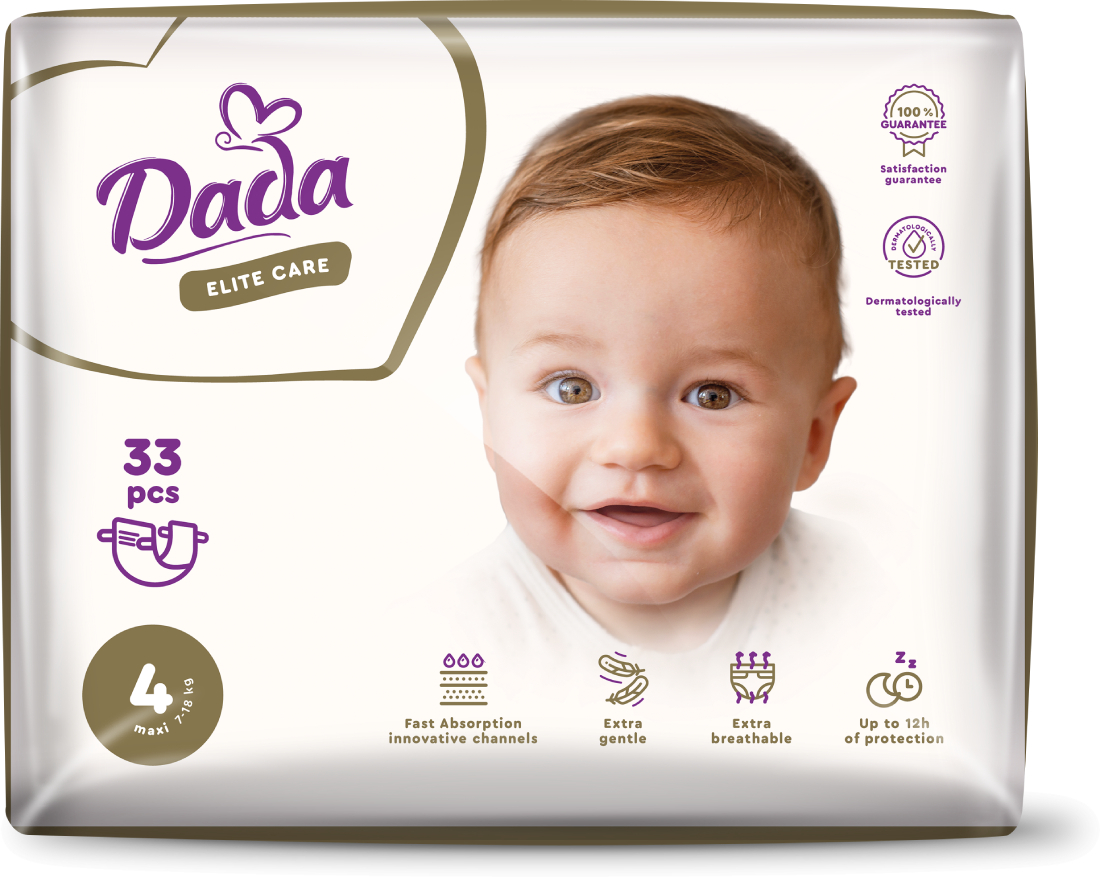 Одноразовые подгузники Dada Elite Care Размер 4 (7-18 кг.), 33 шт. (4820174981105) - Фото 1