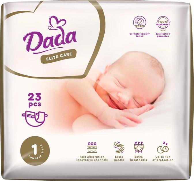 Одноразові підгузки Dada дитячі  Elite Care Newborn (2-5 кг) 23 шт/уп 1 (981075)