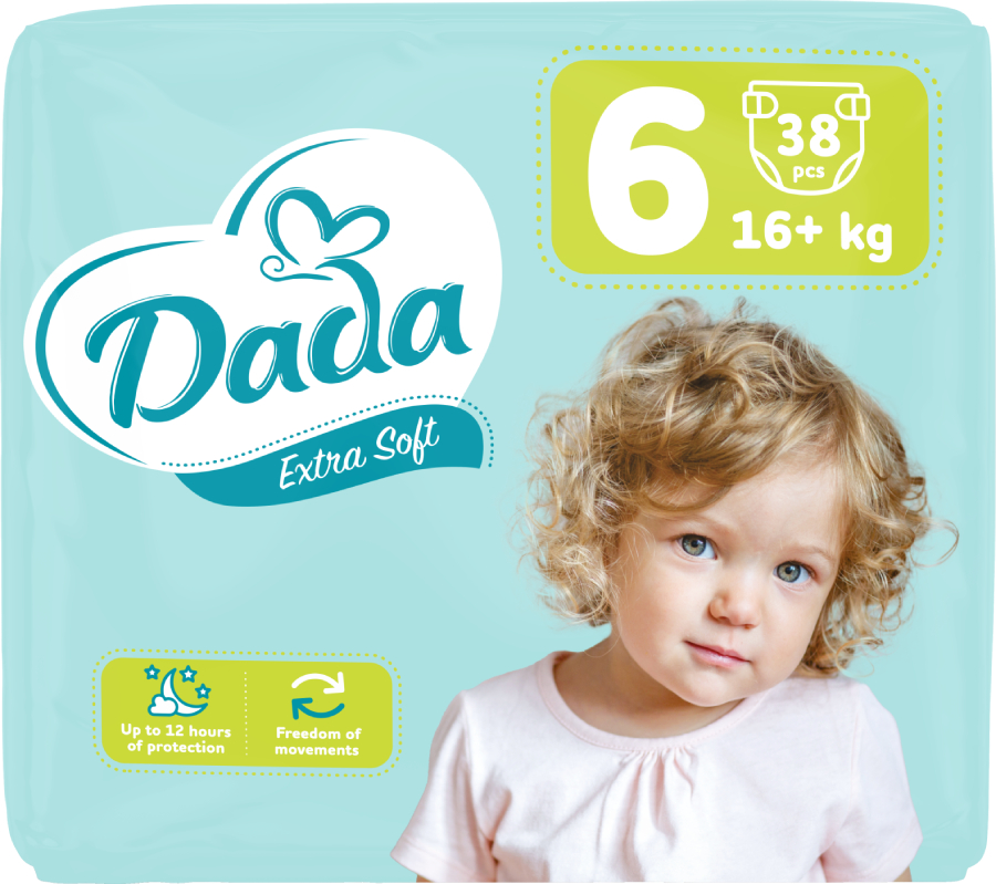 Одноразові підгузки Dada дитячі Extra Soft 6 Extra Large (16+ кг) 38 шт/уп (980924)