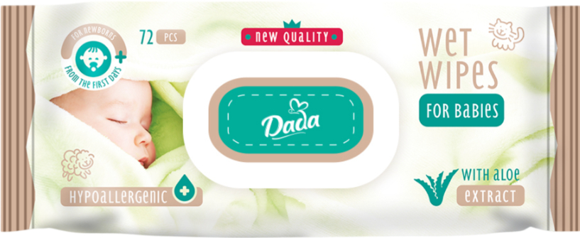 Купити Серветки вологі для дітей Dada з екстрактом алое з клапаном, 72 шт. (4820174980405) - Фото 1 Серветки вологі для дітей Dada з екстрактом алое з клапаном, 72 шт. (4820174980405) - Фото 1
