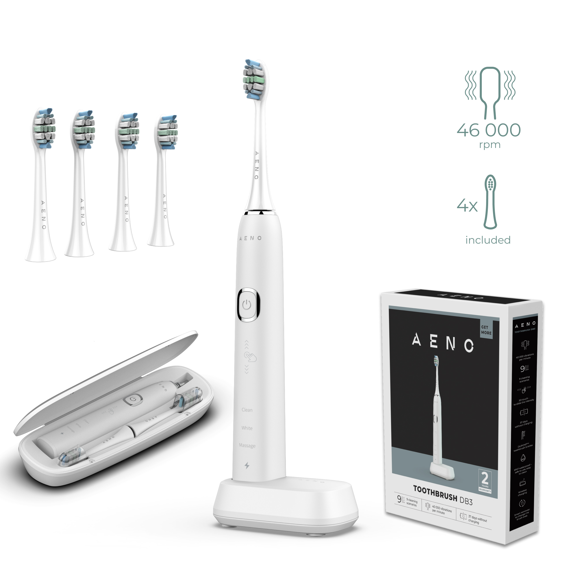 Зубная щетка электрическая AENO DB3 White (ADB0003) - Фото 1