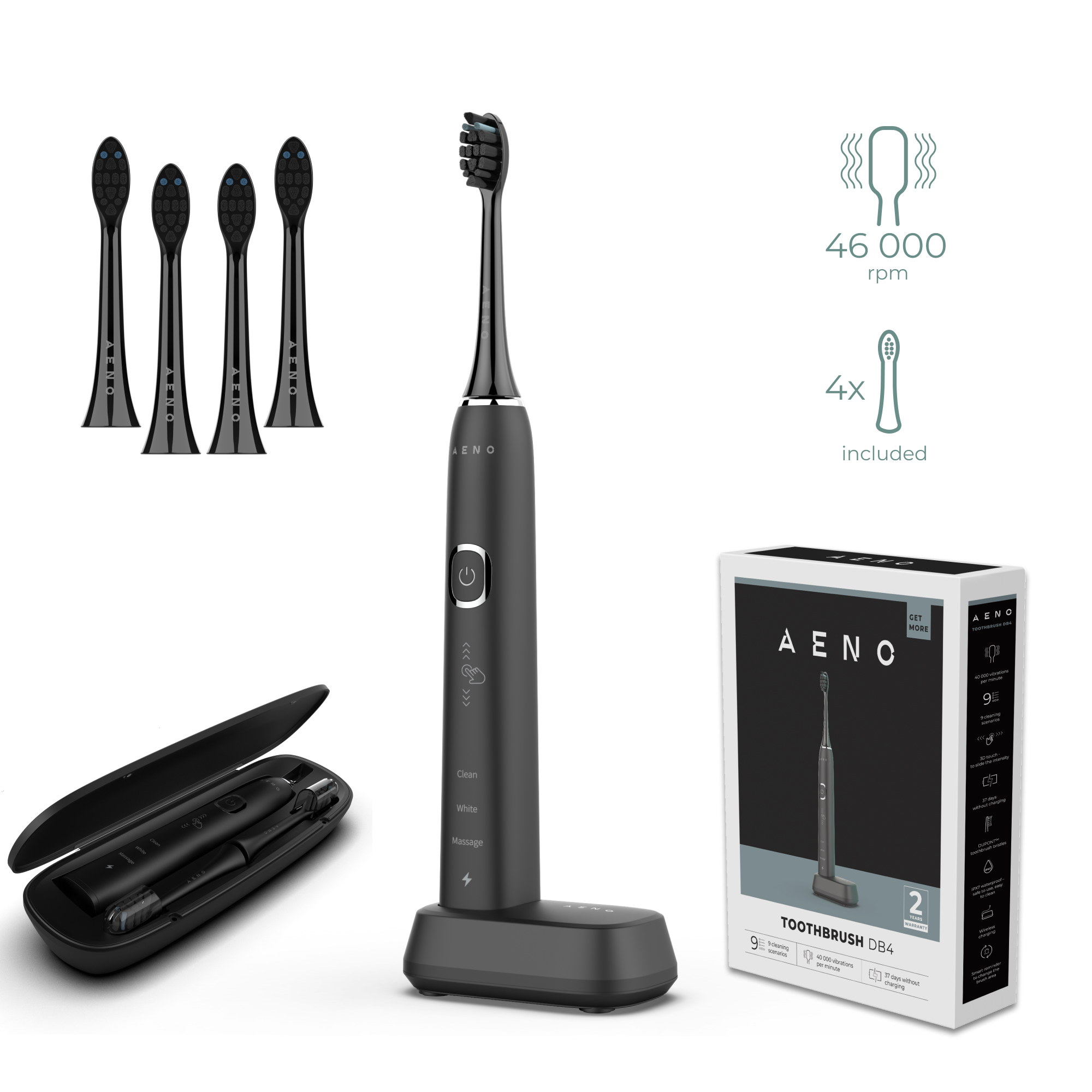 Зубная щетка электрическая AENO DB4 Black (ADB0004) - Фото 1
