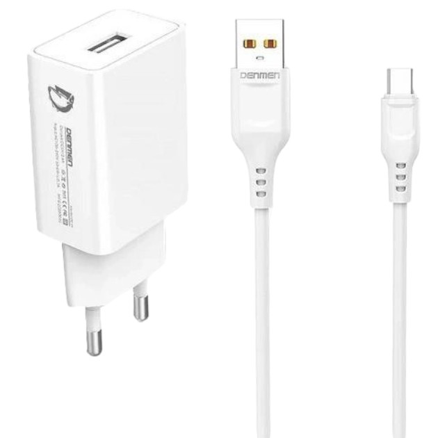 Купить Сетевое зарядное устройство Denmen Micro USB 1USB 2.4A White (DC01V-WH) - Фото 1 Сетевое зарядное устройство Denmen Micro USB 1USB 2.4A White (DC01V-WH) - Фото 1