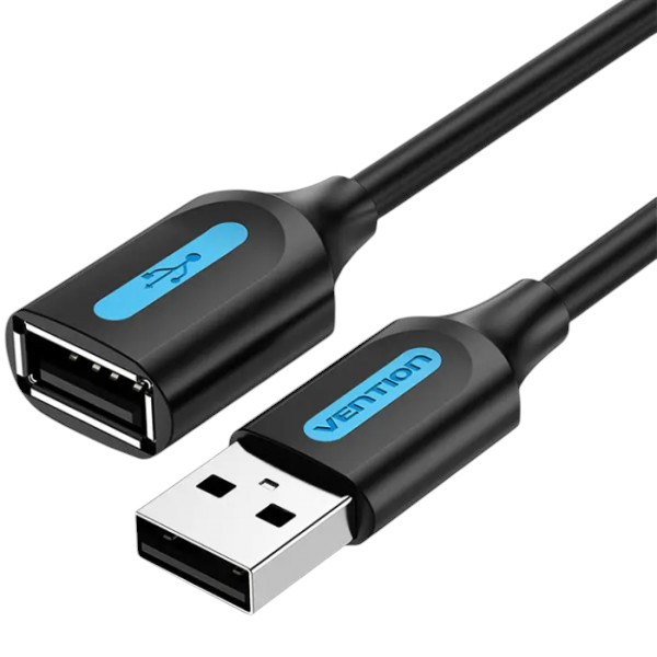 Кабель USB Type-A - USB Type-A Vention USB 2.0 AM-AF 1.5м Black (ZAFBG) - Фото 1