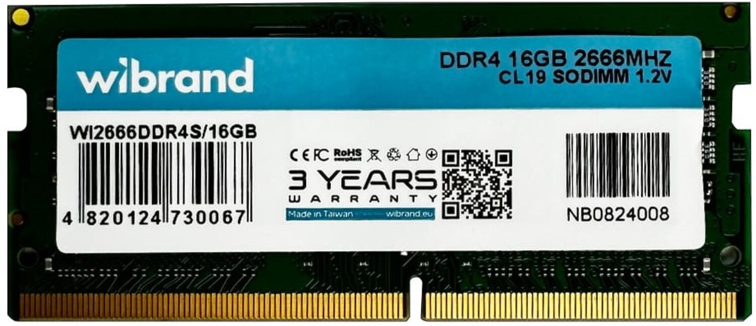 Купить Память DDR Wibrand DDR4 16GB 2666MHz CL19 SODIMM (WI2666DDR4S/16GB) - Фото 1 Память DDR Wibrand DDR4 16GB 2666MHz CL19 SODIMM (WI2666DDR4S/16GB) - Фото 1