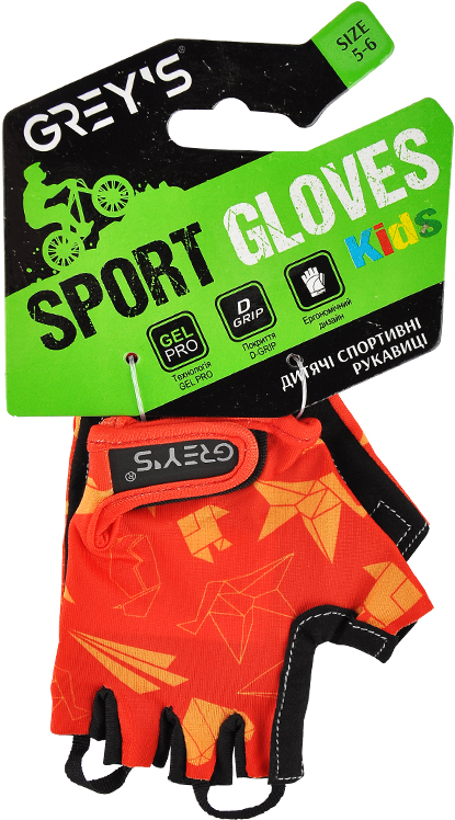Велорукавиці дитячі Grey's Червоний/Чорний розмір 5-6 (GR18731) - Фото 1