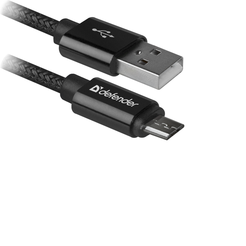Кабель Defender USB08-03T PRO USB2.0 AM-MicroBM 1m Black (87802) - Фото 1