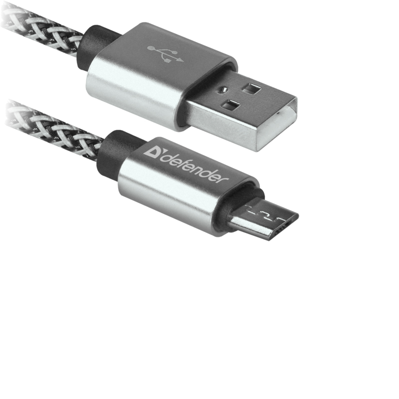 Кабель Defender USB08-03T PRO USB2.0 AM-MicroBM 1m White (87803) - Фото 1