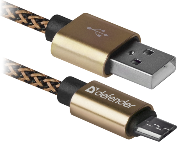 Кабель Defender USB08-03T USB(AM)-MicroBM 1m Gold (87800) - Фото 1