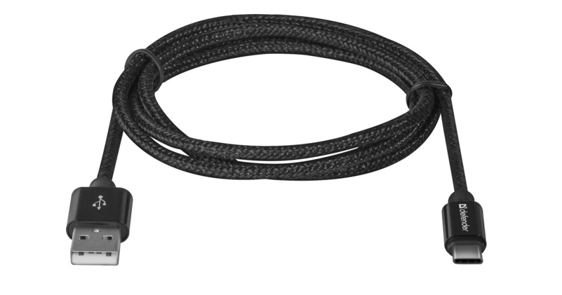 Кабель синхронизации данных Defender USB09-03T PRO USB2.0 AM-Type-C Black 1m (87814) - Фото 1