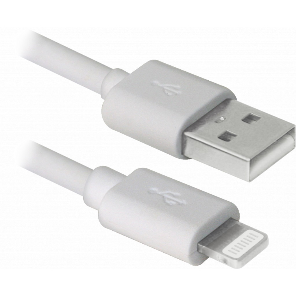Кабель синхронізації даних Defender USB 2.0 AM to Lightning 1.0m ACH01-03BH White (87479) - Фото 1