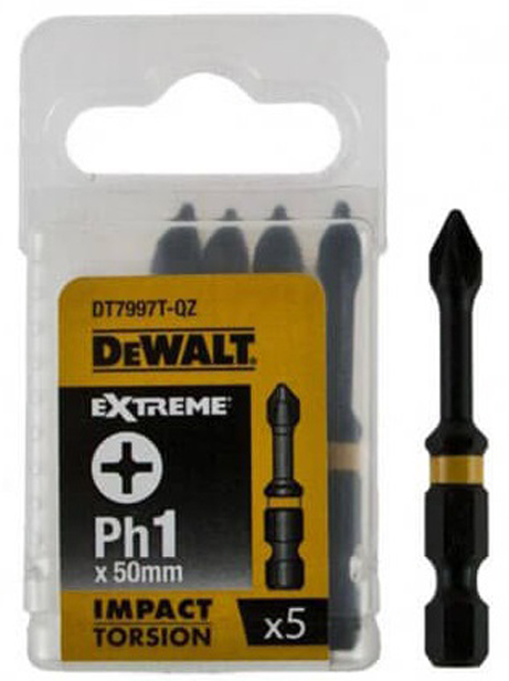 Біта для викрутки DeWALT Impact TorsionPh1 50mm 5 шт. (DT7997T) - Фото 1