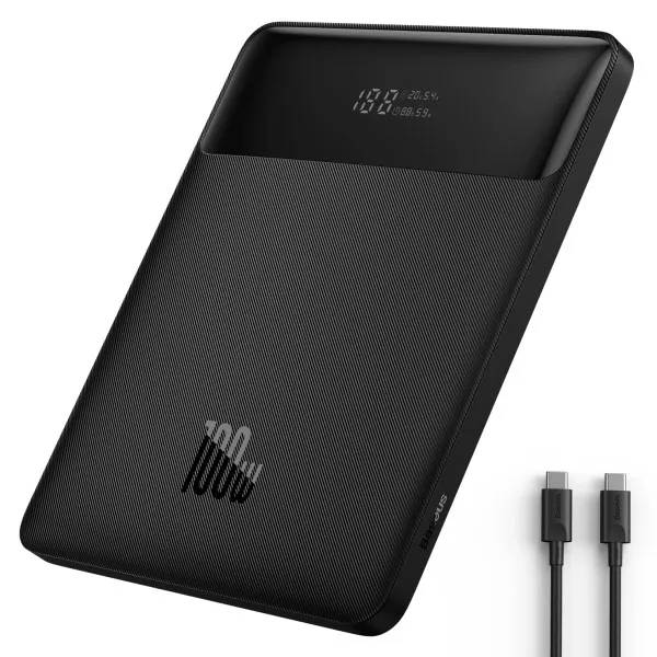 Батарея мобильная Baseus Blade 20000mAh 100W 2xUSB-A+2xUSB-C+кабель USB-C Black (PPBL000201) - Фото 1