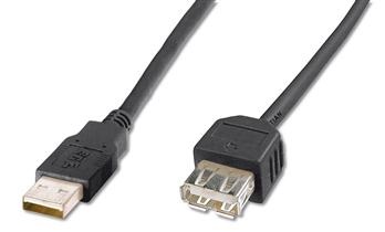 Кабель USB type A - USB type A Digitus USB 2.0 (AM/AF) 1.8m Black - Фото 1
