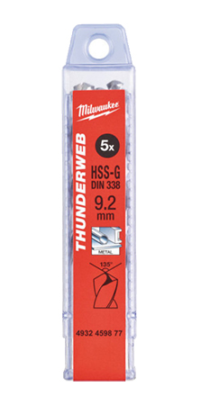 Сверло Milwaukee THUNDERWEB HSS-G DIN338 9,2х125х81 мм 5 шт. (4932459877) - Фото 1