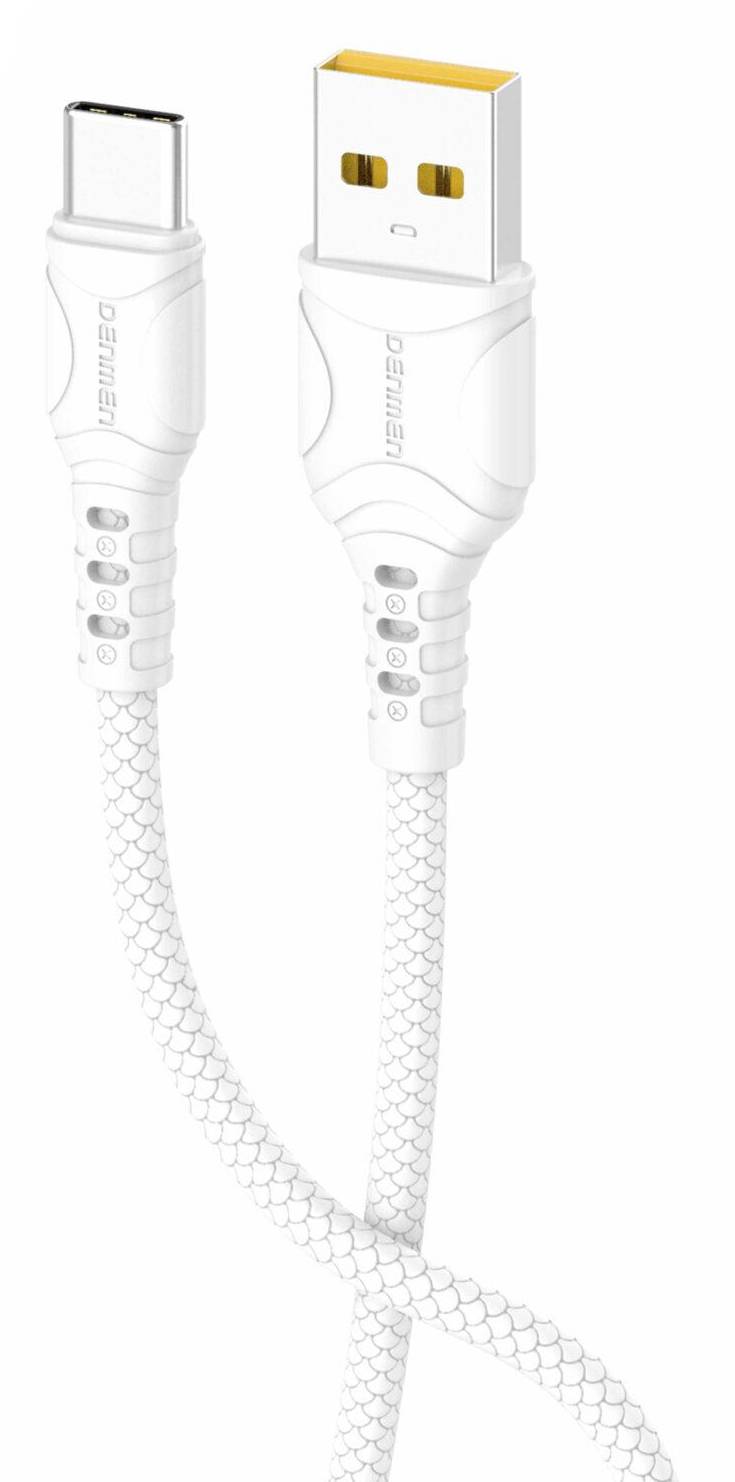 Кабель синхронизации данных Denmen D06T Silicone USB Type-C 2.4A 1м White (DM-D06T-WH) - Фото 1