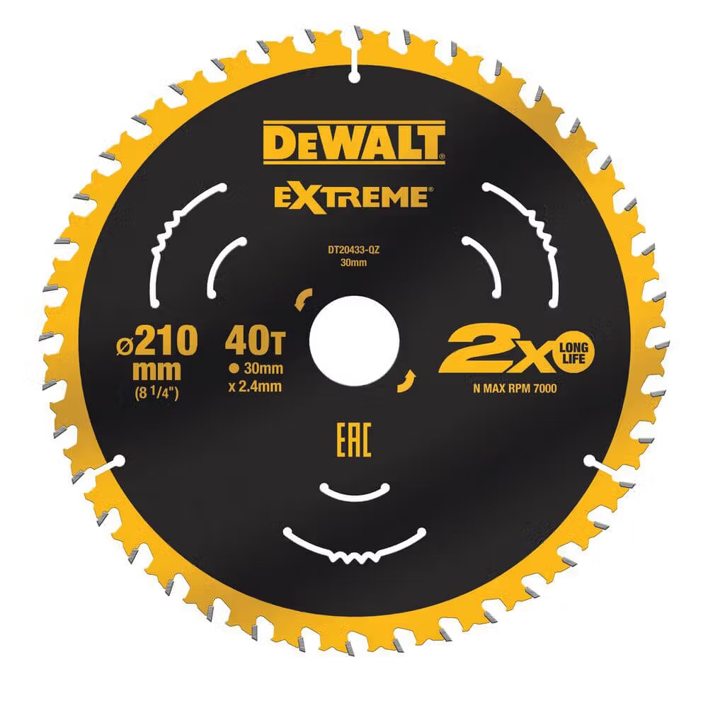 Круг отрезной по дереву DeWALT EXTREME 210х30 мм (DT20433) - Фото 1