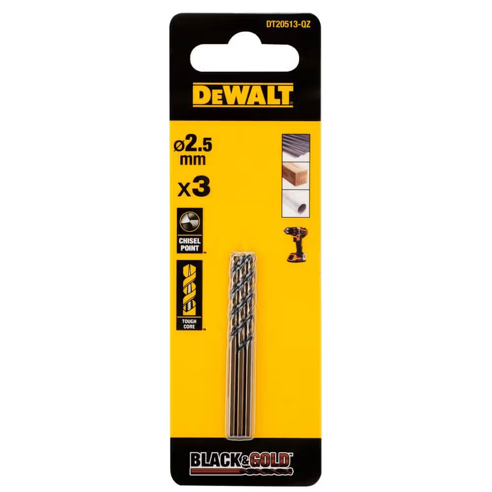 Сверло DeWALT Black&Gold HSS-G 3 шт. (DT20513) - Фото 1