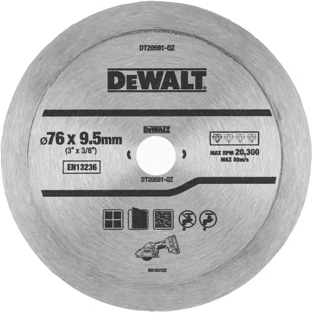 Диск алмазный DeWALT 76х1,0х10 мм (DT20591) - Фото 1