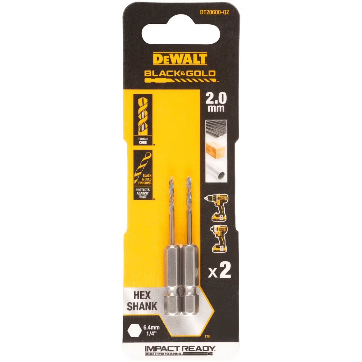 Сверло DeWALT EXTREME IMPACT Black&Gold HSS-G 2 шт. (DT20600) - Фото 1