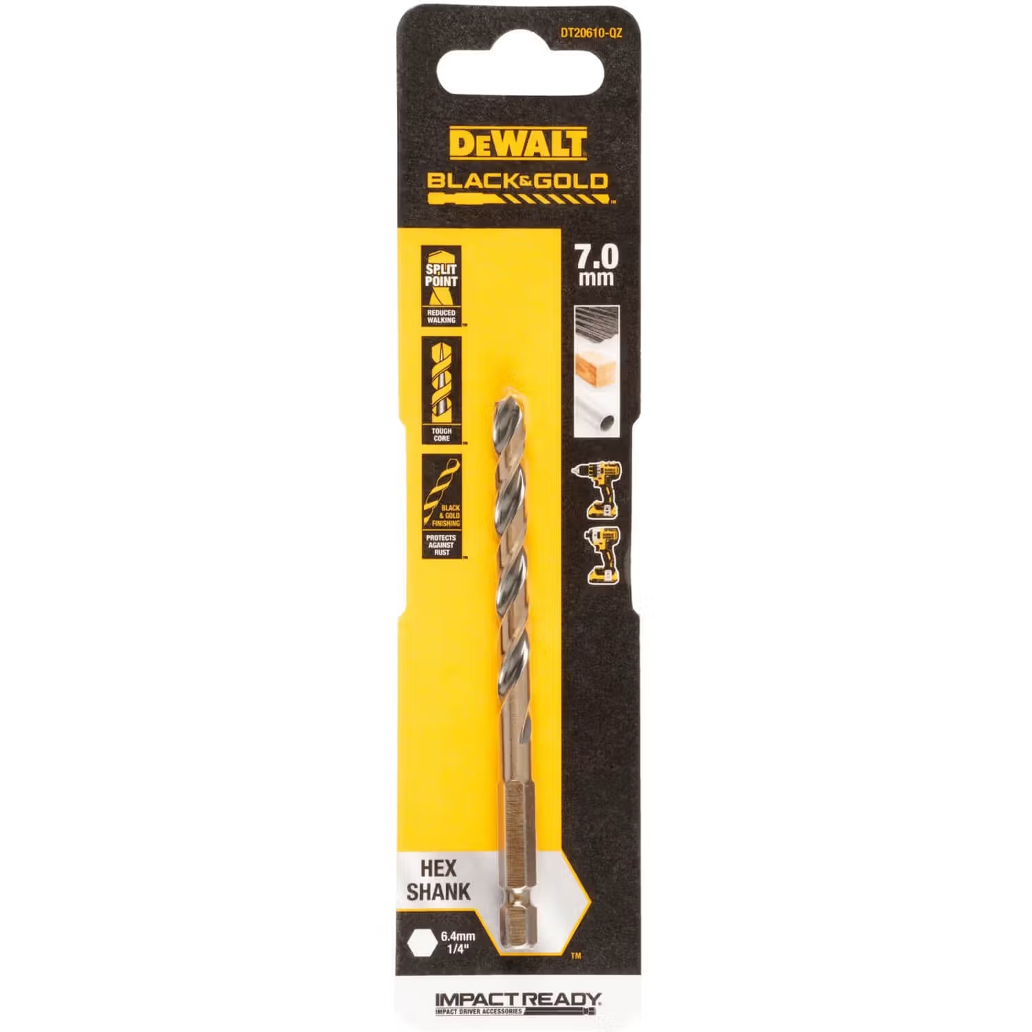 Сверло DeWALT EXTREME IMPACT Black&Gold HSS-G (DT20610) - Фото 1