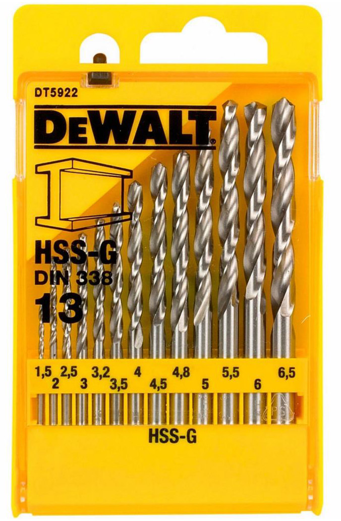Набір свердел DeWALT HSS-G 13 шт. (DT5922) - Фото 1