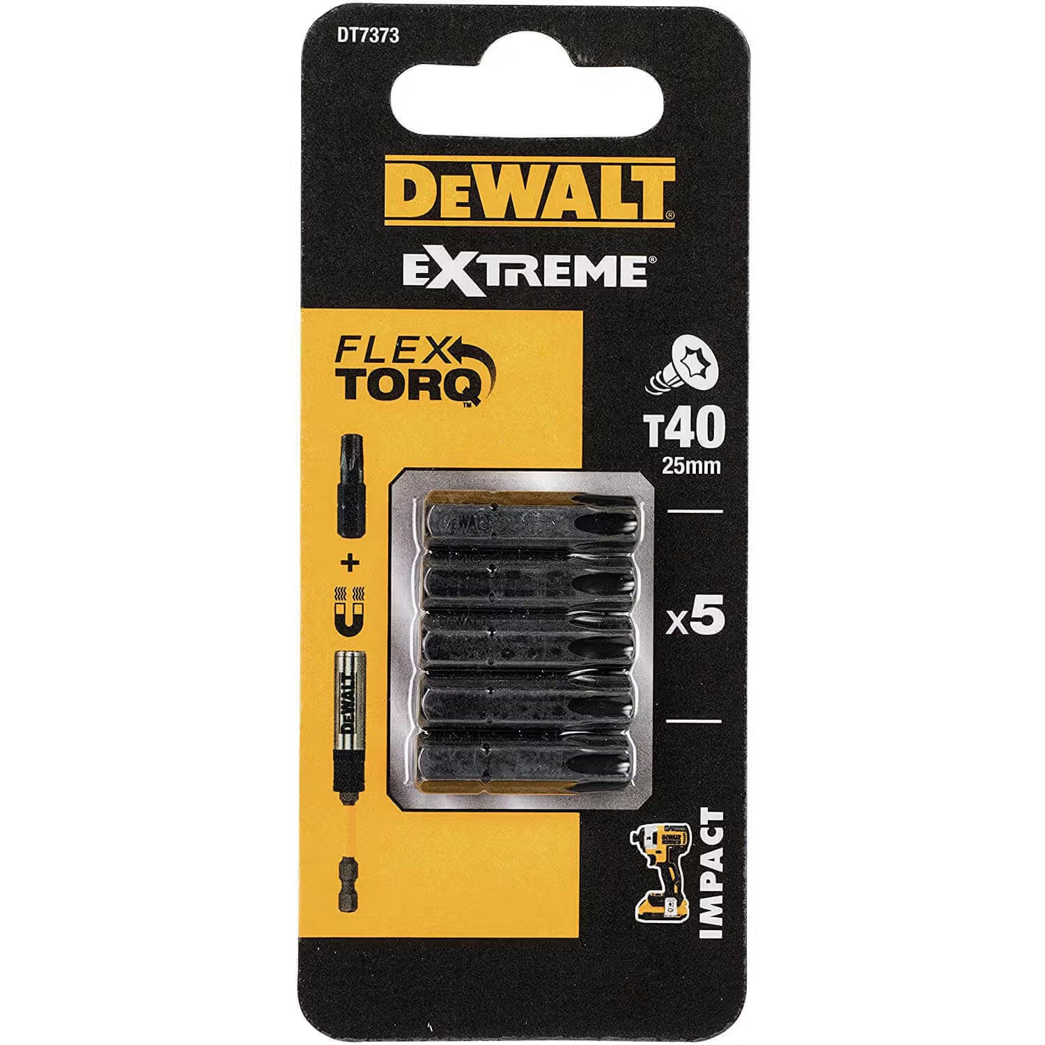 Набор бит для отвертки DeWALT IMPACT TORSION 5 шт. (DT7373) - Фото 1