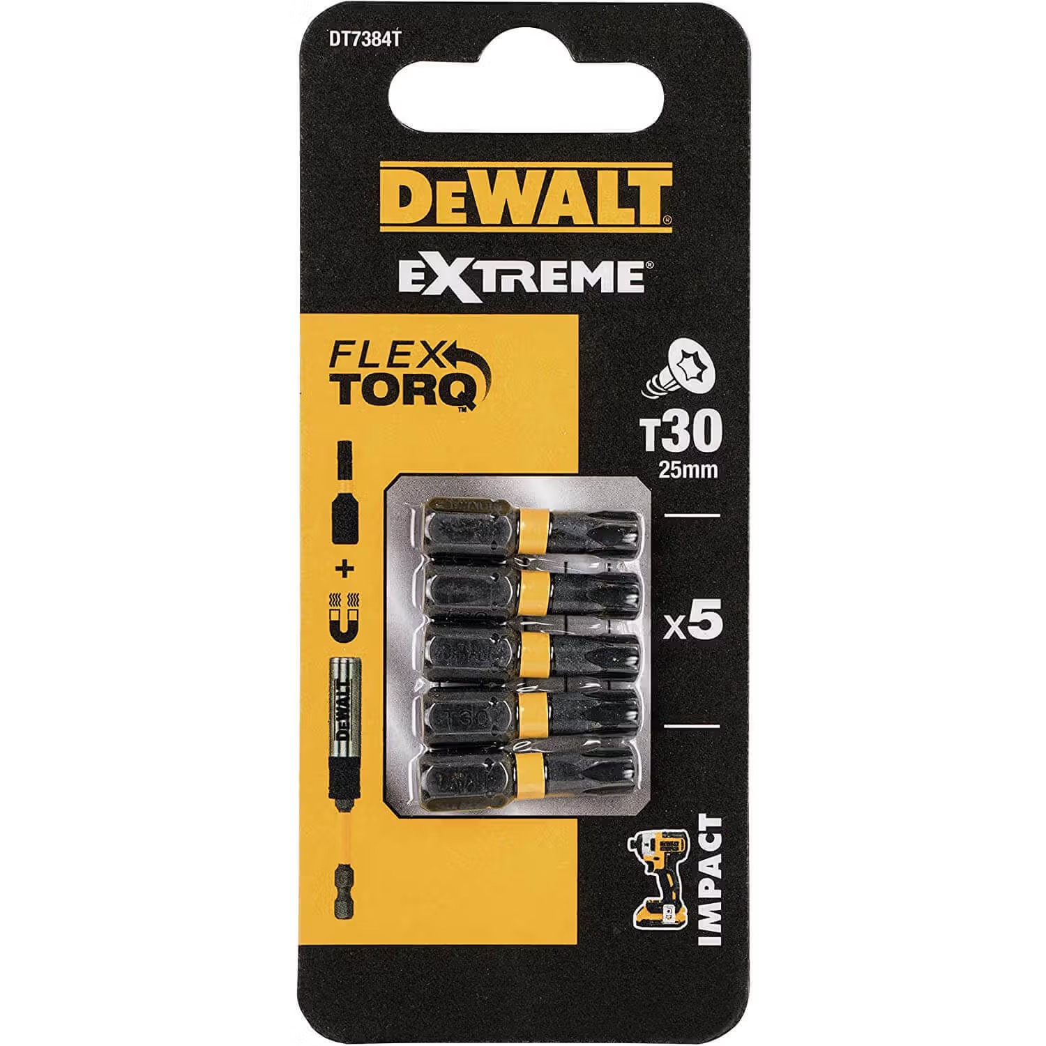 Набор бит для отвертки DeWALT IMPACT TORSION 5 шт. (DT7384T) - Фото 1